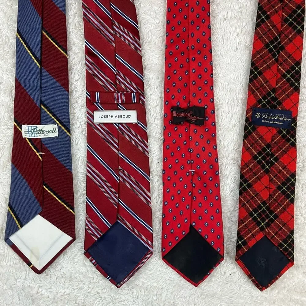 Red‎ and gold necktie lot - bundle of 7 ties silk